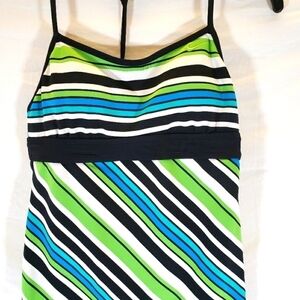 Nike Blue Lime And Black Padded  Swim Top  Sz 6